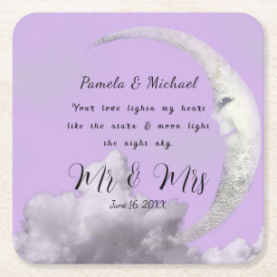 Personalized Your Love Lights MY Heart Square Paper Coaster