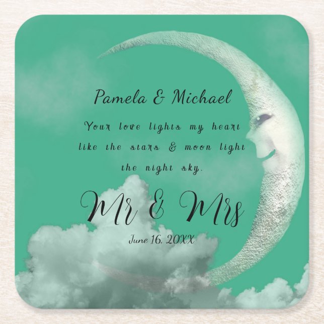 Personalized Your Love Lights MY Heart Square Paper Coaster (Front)
