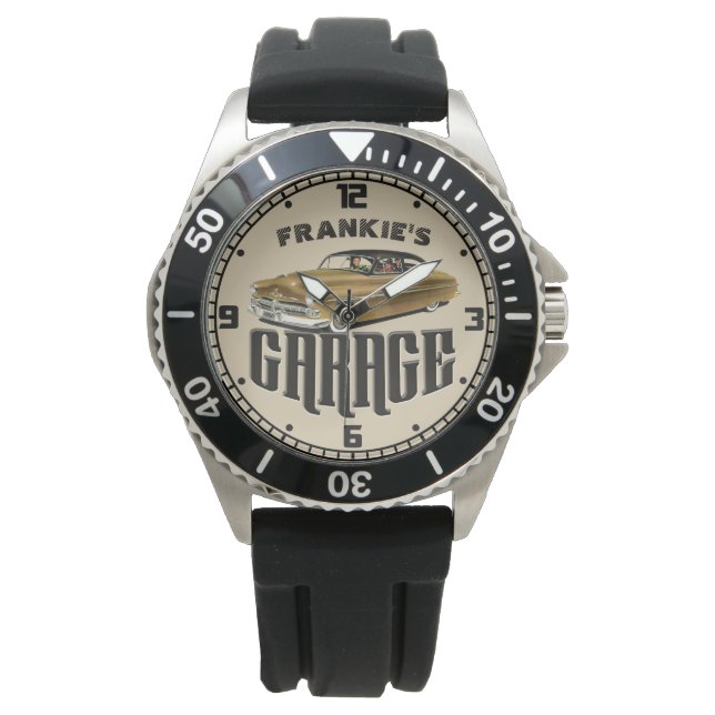 Personalized YOUR NAME 1950 Mercury Merc Garage Watch (Front)