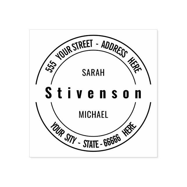 Personalized Your Name Address Round Rubber Stamp (Imprint)