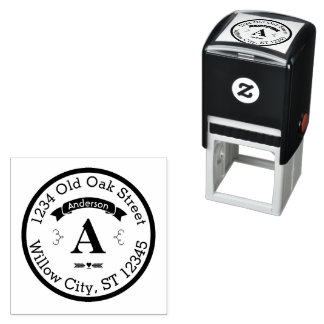Personalized Your Name and Address Monogram Self-inking Stamp