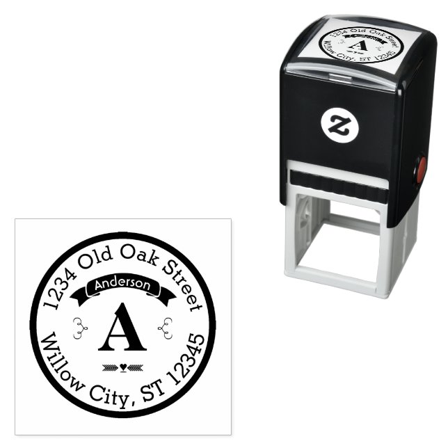 Personalized Your Name and Address Monogram Self-inking Stamp (In Situ)