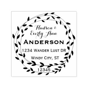 Personalized Your Name and Address Wreath Self-inking Stamp