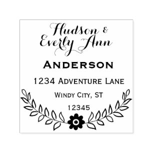 Personalized Your Name and Address Wreath Self-inking Stamp