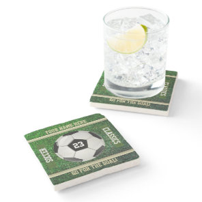 Personalized YOUR NAME and Number Soccer Stone Coaster