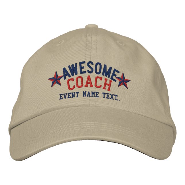 Personalized Your Name Awesome Coach Embroidery Embroidered Baseball Hat (Front)