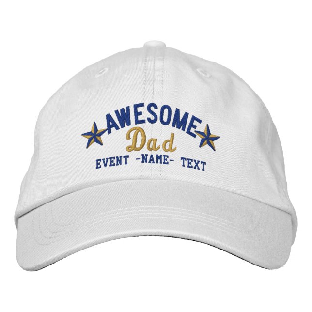 Personalized Your Name Awesome Dad Embroidery Embroidered Baseball Hat (Front)