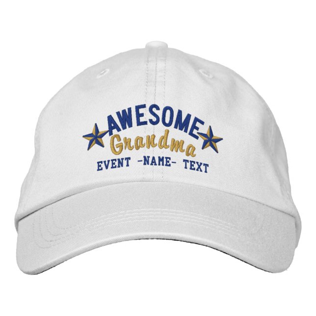 Personalized Your Name Awesome Grandma Embroidery Embroidered Baseball Hat (Front)