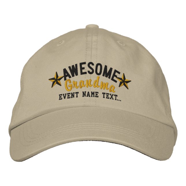 Personalized Your Name Awesome Grandma Embroidery Embroidered Baseball Hat (Front)