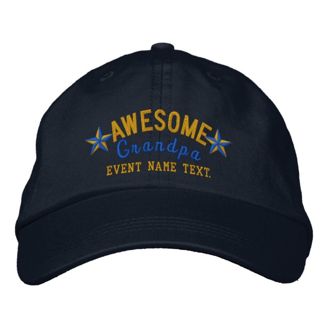 Personalized Your Name Awesome Grandpa Embroidery Embroidered Baseball Hat (Front)