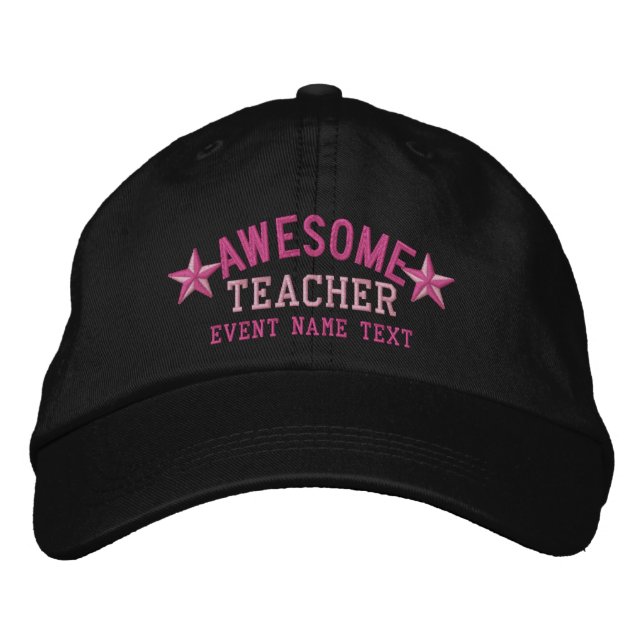 Personalized Your Name Awesome Teacher Embroidery Embroidered Baseball Hat (Front)