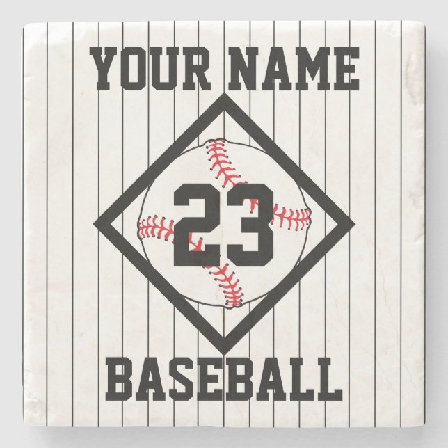Personalized YOUR NAME Baseball Stone Coaster (Front)
