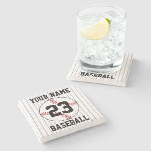 Personalized YOUR NAME Baseball Stone Coaster