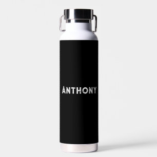 Personalized Your name Black Script Wedding Water Bottle