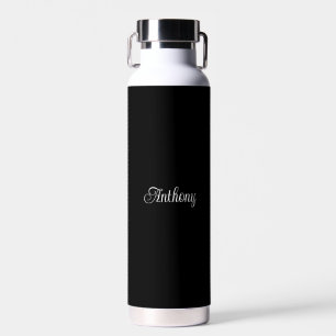 Personalized Your name Black Script Wedding Water  Bottle