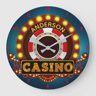 Personalized YOUR NAME Casino Game Room Custom Large Clock