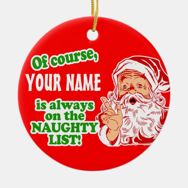 Personalized YOUR NAME Christmas Ceramic Ornament (Front)