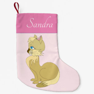 Personalized Your Name Christmas Stocking with Cat