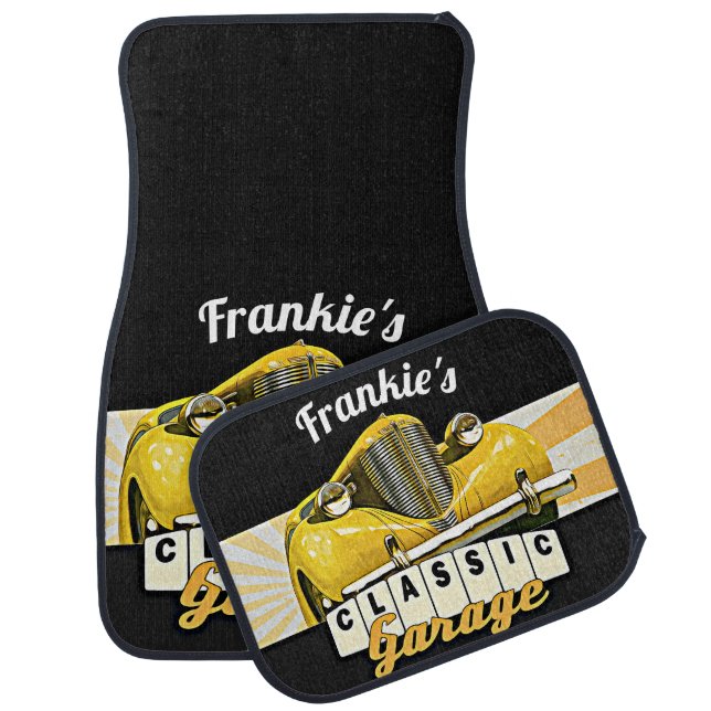 Personalized | Your Name | Classic Car Garage Mat (Set)
