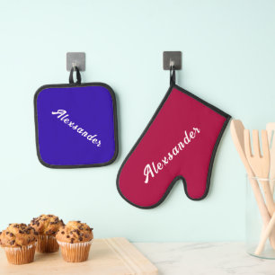 Personalized Your Name Custom Colors and Fonts Oven Mitt & Pot Holder Set