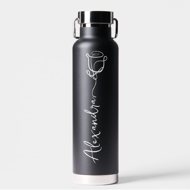 Personalized Your Name Elegant Floral Water Bottle (Front)