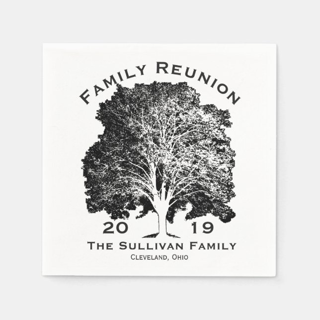 Personalized Your Name Family Reunion Oak Tree Paper Napkins (Front)