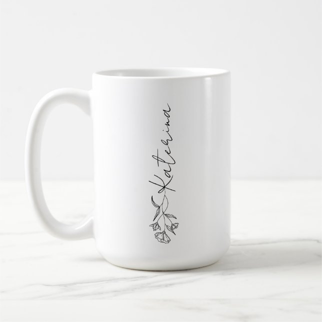 Personalized Your Name Floral  Coffee Mug (Left)