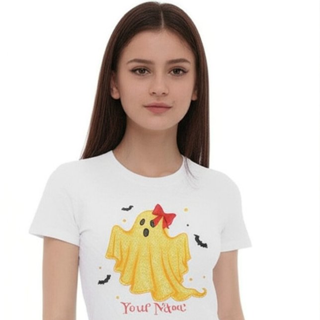 Personalized Your Name Girls' Halloween Ghost  T-Shirt (Creator Uploaded)