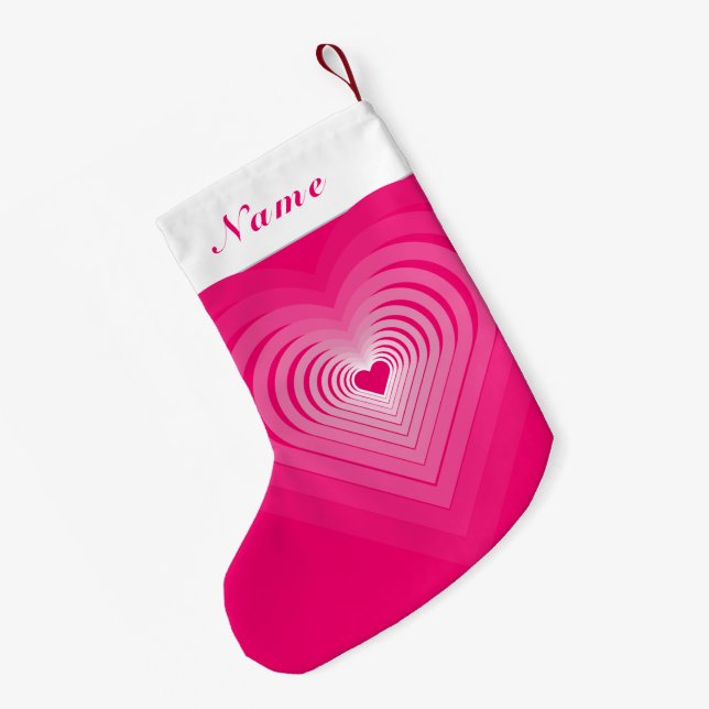 Personalized Your Name Heart Christmas Stocking (Back (Hanging))