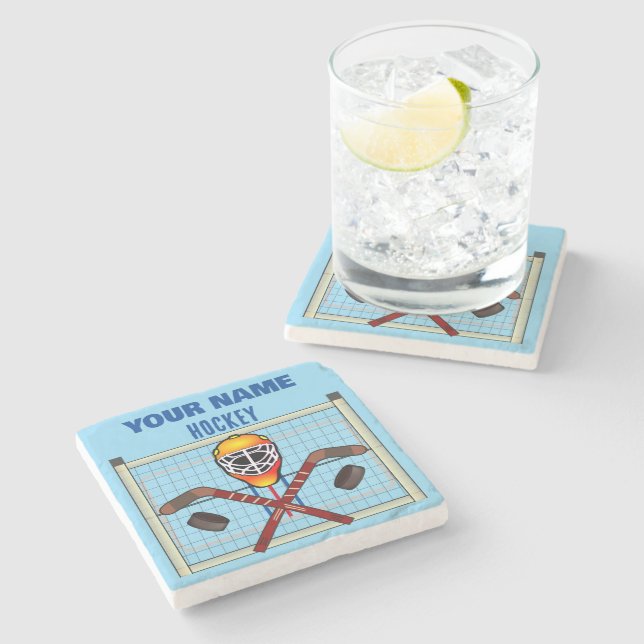 Personalized YOUR NAME Hockey Stone Coaster (Side)