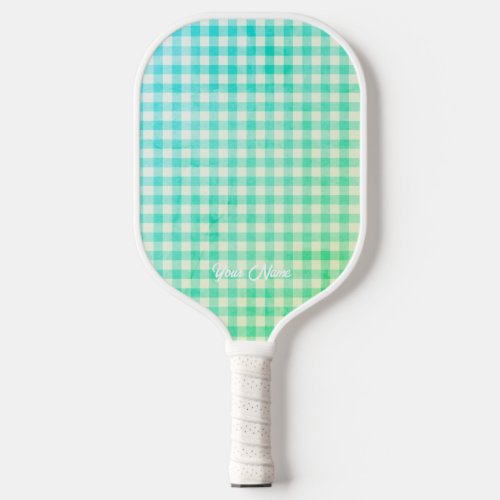 Personalized Your Name Ken Green Gingham Pickleball Paddle