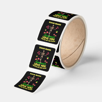 Personalized Your Name Love You Skeleton Valentine Square Sticker