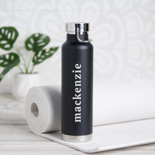 Personalized Your Name Minimalist Black Wedding Water Bottle