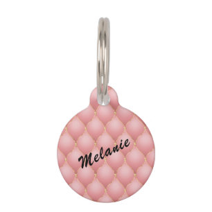 Personalized Your Name Pet ID Tag Tufted Rose Gold