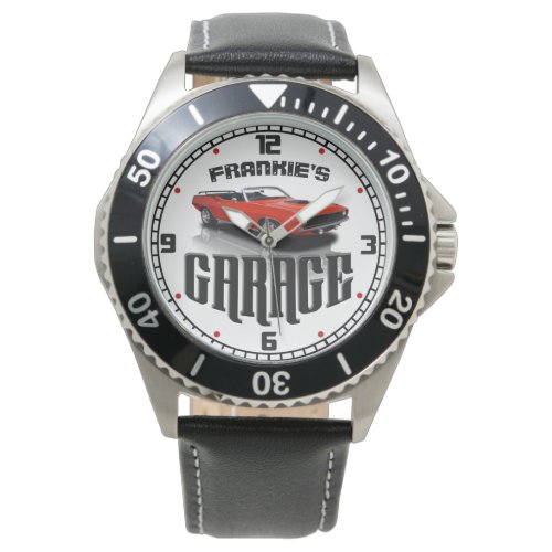 Personalized YOUR NAME Plymouth Cuda Car Garage Watch