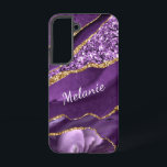 Personalized Your Name Purple Gold Glitter Marble Samsung Galaxy S22 Case<br><div class="desc">Samsung Galaxy Cases or iPhone Cases with Agate Purple Violet Gold Glitter Geode Custom Name Sparkle Marble Personalized Birthday - Anniversary or Wedding Gift / Suppliest - Add Your Name - Text or Remove - Make Your Special Gift - Resize and move or remove and add text / elements with...</div>
