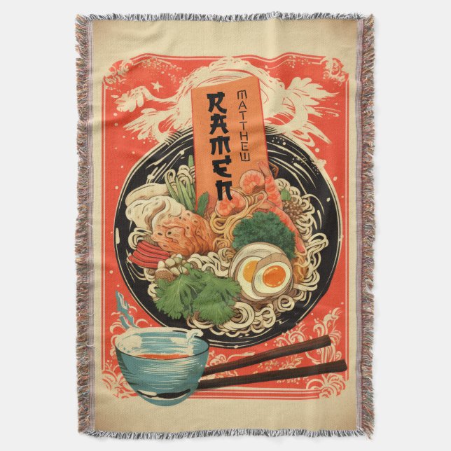 Personalized Your Name Ramen Blanket (Front Vertical)
