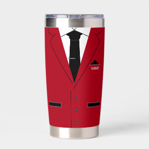 Personalized Your Name Red Suit and Necktie Funny Insulated Tumbler
