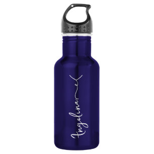 Personalized Your Name Script Blue Wedding Stainless Steel Water Bottle