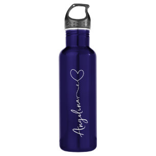 Personalized Your Name Script Blue Wedding Stainless Steel Water Bottle