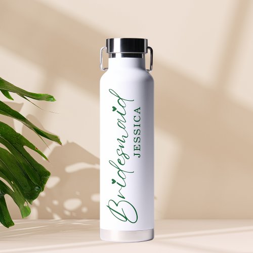 Personalized Your Name Script Green Bridesmaid Water Bottle