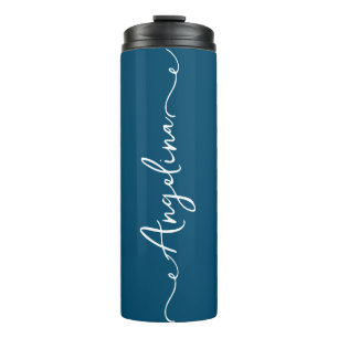 Personalized Your Name Script Navy Wedding Thermal Tumbler