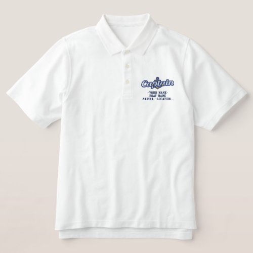 Personalized Your Name Sea Captain Anchor Embroidered Polo Shirt
