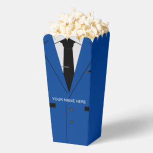 Personalized Your Name Text Blue Suit Popcorn Box