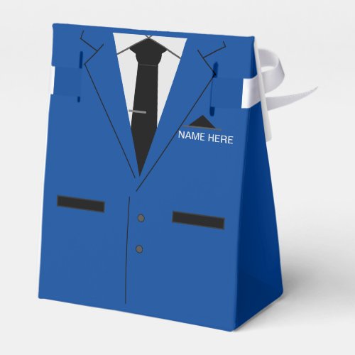 Personalized Your Name Text Blue Suit Tie Gift Box
