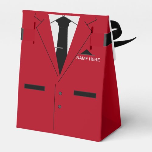 Personalized Your Name Text Red Suit Tie Gift Box