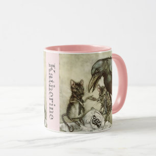Personalized Your Name Vintage Crow Mice Rackham Mug