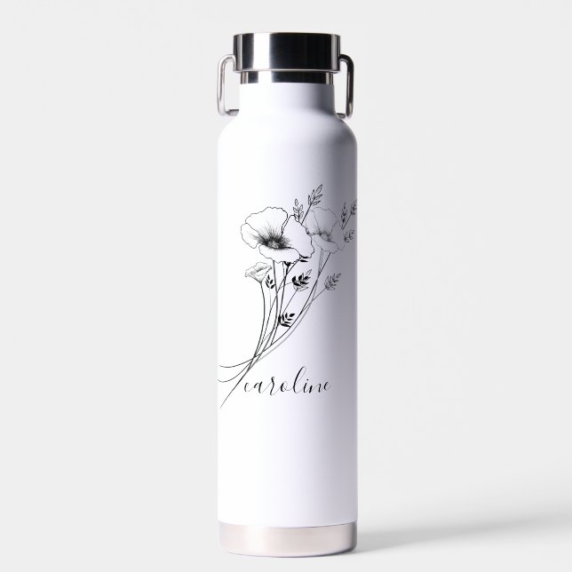 Personalized Your Name Wildflowers   Water Bottle (Front)