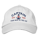 Personalized Your Name Year Captain Star Anchor Embroidered Baseball Hat at Zazzle