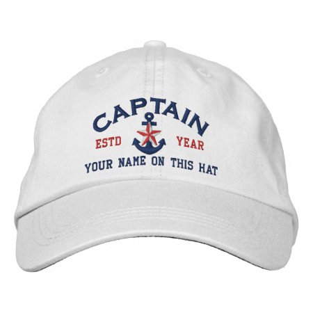 Personalized Your Name Year Captain Star Anchor Embroidered Baseball H